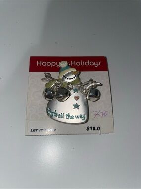 Kohl's Happy Holidays Snowman Brooch W/ Jingle Bell Holiday Pin